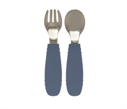 Tiny Tot Silikone Ske + gaffel Blå